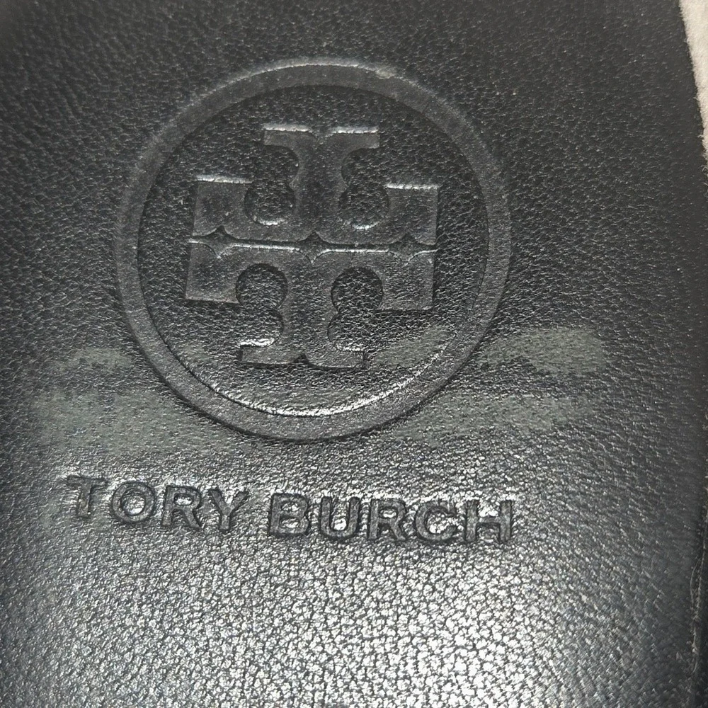 Sz 10.5 M Womens Tory Burch Fitz Brown Suede Square Toe Loafers Flats Shoes